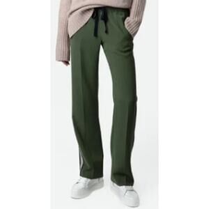 Zadig & Voltaire Khaki Green Pomy Crepe Track Pants sz 36 (S) NWOT